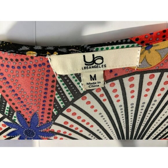 Ya Los Angeles Womens Multicolor Boho Geometric Kaftan Keyhole Mini Dress Medium - Picture 3 of 12